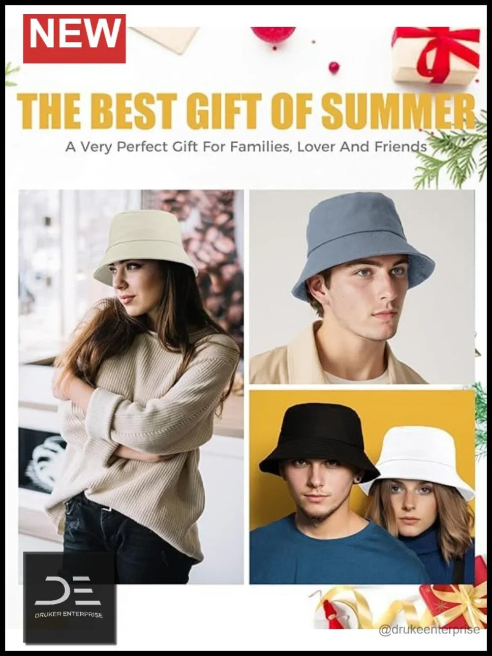 Cotton Bucket Hat Unisex Summer Sun Hat Packable Fisherman Cap Casual